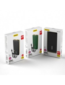 Dudao K4Pro powerbank med inbyggda kablar 10000mAh LED display grön