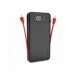 Dudao 2x USB powerbank 10000mAh 2A inbyggd kabel 3in1 Lightning / USB Typ C / micro USB 3A svart (K1A svart)