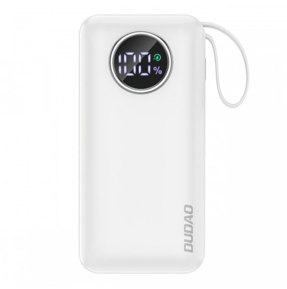 Dudao powerbank 10000mAh USB-A / USB-C 22,5W med inbyggd Lightning-kabel och USB-C vit (K15sW)