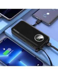 Dudao powerbank 10000mAh USB-A / USB-C 22,5W med inbyggd Lightning-kabel och USB-C vit (K15sW)
