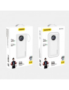 Dudao powerbank 10000mAh USB-A / USB-C 22,5W med inbyggd Lightning-kabel och USB-C vit (K15sW)