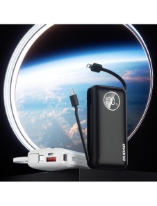 Dudao powerbank 10000mAh 1xUSB-A / 1xUSB-C 22,5W med inbyggd kabel 1xLightning / 1xUSB-C svart (K15sB)