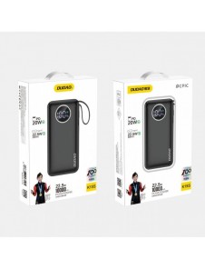 Dudao powerbank 10000mAh 1xUSB-A / 1xUSB-C 22,5W med inbyggd kabel 1xLightning / 1xUSB-C svart (K15sB)
