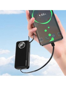 Dudao powerbank 10000mAh 1xUSB-A / 1xUSB-C 22,5W med inbyggd kabel 1xLightning / 1xUSB-C svart (K15sB)