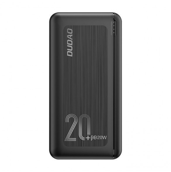 Dudao powerbank 20000 mAh Strömförsörjning 20 W Snabbladdning 3.0 2x USB / USB Typ C svart (K12PQ + svart)