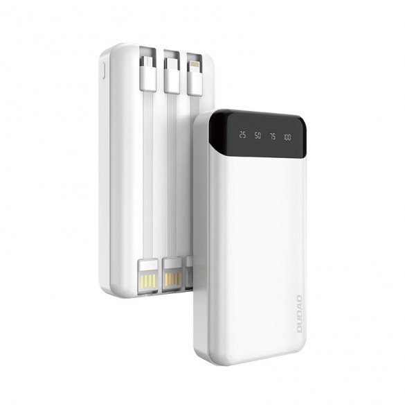 Dudao rymlig powerbank med 3 inbyggda kablar 20000mAh USB Typ C + micro USB + Blixtvit (Dudao K6Pro +)