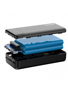 Dudao rymlig powerbank med 3 inbyggda kablar 20000mAh USB Typ C + micro USB + Blixtvit (Dudao K6Pro +)
