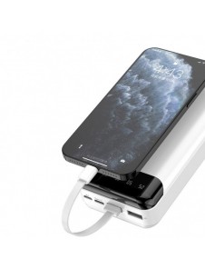 Dudao rymlig powerbank med 3 inbyggda kablar 20000mAh USB Typ C + micro USB + Blixtvit (Dudao K6Pro +)
