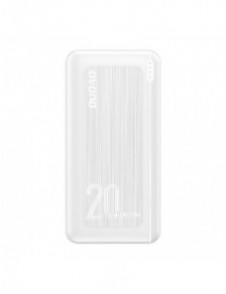 Dudao powerbank 20000 mAh Strömförsörjning 20 W Snabbladdning 3.0 2x USB / USB Typ C vit (K12PQ + vit)