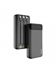 Dudao rymlig powerbank med 3 inbyggda kablar 20000mAh USB Typ C + micro USB + Blixtsvart (Dudao K6Pro +)
