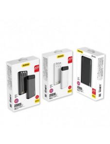 Dudao rymlig powerbank med 3 inbyggda kablar 20000mAh USB Typ C + micro USB + Blixtsvart (Dudao K6Pro +)