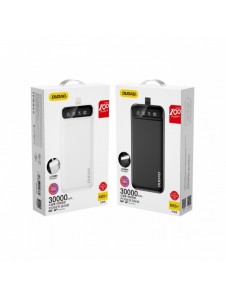 Dudao powerbank 30000 mAh 2x USB / USB-C med LED-ljus vit (K8s+ vit)
