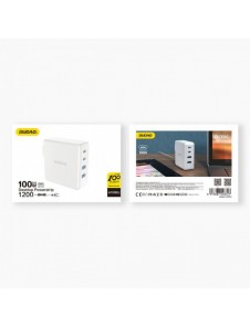 GaN 100W 2 x USB-C / 2 x USB snabbladdare Dudao A100EU - vit