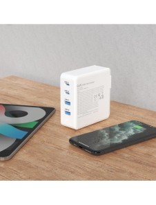 GaN 100W 2 x USB-C / 2 x USB snabbladdare Dudao A100EU - vit