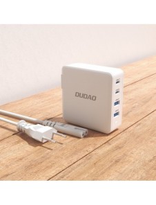 GaN 100W 2 x USB-C / 2 x USB snabbladdare Dudao A100EU - vit