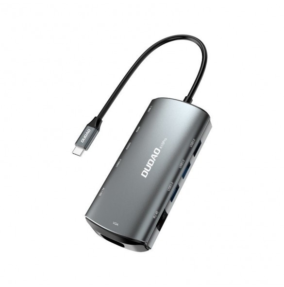 Dudao 11in1 multifunktionell HUB USB Typ C - USB Typ C PD 60 W / HDMI / 3,5 mm minijack / 1x USB 2.0 / SD-kortläsare micro S