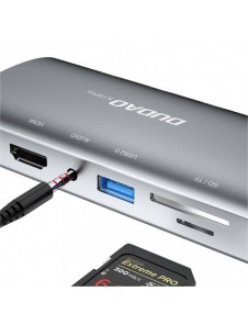 Dudao 11in1 multifunktionell HUB USB Typ C - USB Typ C PD 60 W / HDMI / 3,5 mm minijack / 1x USB 2.0 / SD-kortläsare micro S