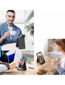 3-i-1 plånboksfodral med stativ för iPhone 15 MagSafe RFID Blocking Dux Ducis Rafi Mag - Svart