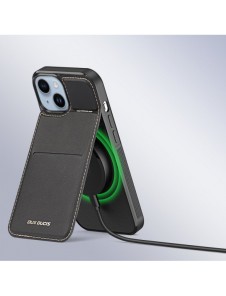 3-i-1 plånboksfodral med stativ för iPhone 15 MagSafe RFID Blocking Dux Ducis Rafi Mag - Svart
