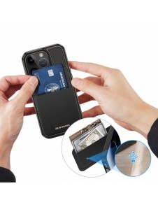 3-i-1 plånboksfodral med ställ för iPhone 15 Pro MagSafe RFID Blocker Dux Ducis Rafi Mag - Svart