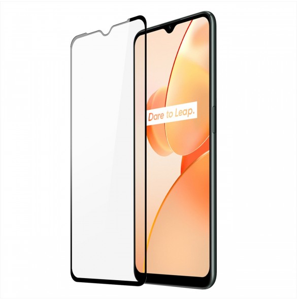 Dux Ducis 9D härdat glas 9H slitstarkt helskärmshärdat glas med Realme C31 ram svart (väskvänlig)