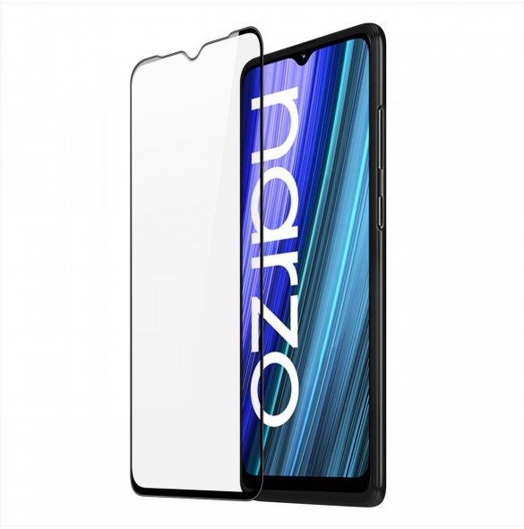 Dux Ducis 9D härdat glas 9H helskärmshärdat glas med Realme Narzo 50A ram svart (väskvänlig)