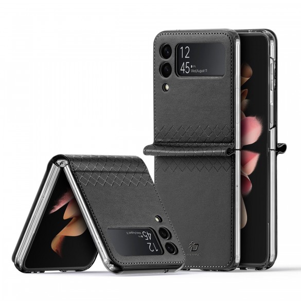 Dux Ducis Bril fodral till Samsung Galaxy Z Flip 3 skal tillverkat av ekologiskt läder svart