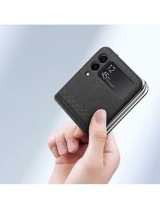 Dux Ducis Bril fodral till Samsung Galaxy Z Flip 3 skal tillverkat av ekologiskt läder svart