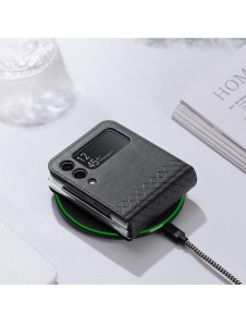 Dux Ducis Bril fodral till Samsung Galaxy Z Flip 3 skal tillverkat av ekologiskt läder svart