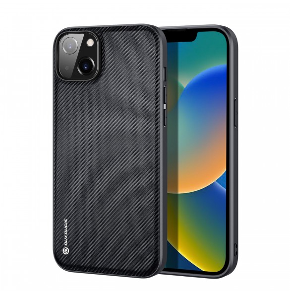 Dux Ducis Fino fodral skal nylonklädd iPhone 14 svart