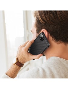 Dux Ducis Fino fodral skal nylonklädd iPhone 14 svart