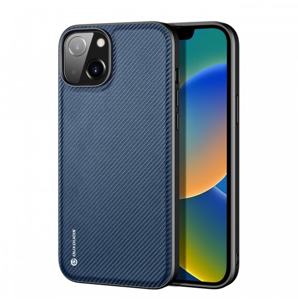 Dux Ducis Fino fodral skal nylonklädd iPhone 14 blå