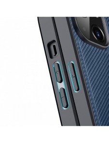 Dux Ducis Fino fodral skal nylonklädd iPhone 14 blå