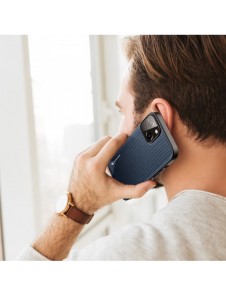 Dux Ducis Fino fodral skal nylonklädd iPhone 14 blå