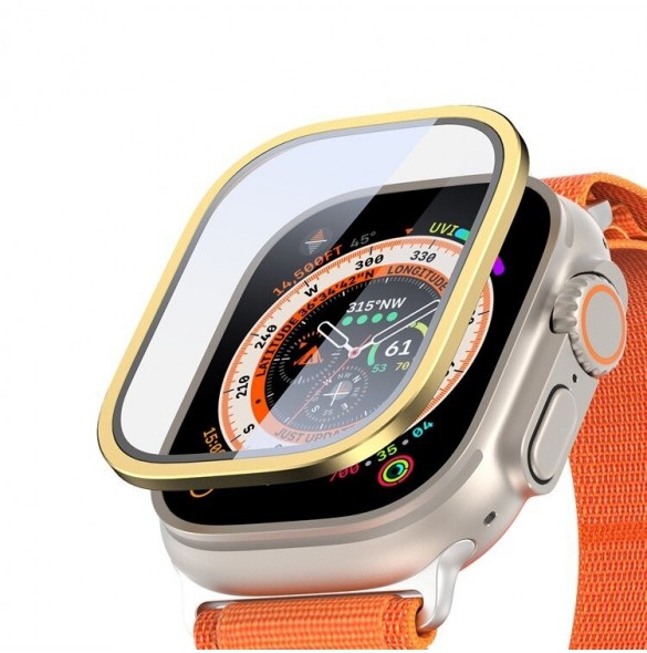 Dux Ducis Flas härdat glas med aluminiumram för Apple Watch Ultra 49 mm - guld