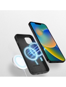Dux Ducis Grit Läderfodral för iPhone 14 Elegant konstläderfodral (MagSafe-kompatibelt) Svart