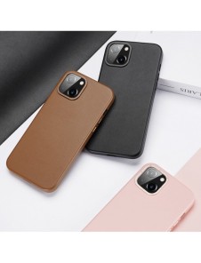 Dux Ducis Grit Läderfodral för iPhone 14 Elegant konstläderfodral (MagSafe-kompatibelt) Svart