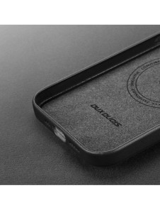 Dux Ducis Grit Läderfodral för iPhone 14 Elegant konstläderfodral (MagSafe-kompatibelt) Svart