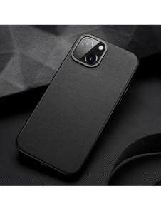 Dux Ducis Grit Läderfodral för iPhone 14 Elegant konstläderfodral (MagSafe-kompatibelt) Svart