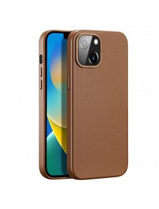 Dux Ducis Grit Läderfodral för iPhone 14 Elegant konstläderfodral (MagSafe-kompatibel) Brun