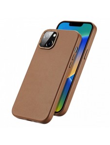 Dux Ducis Grit Läderfodral för iPhone 14 Elegant konstläderfodral (MagSafe-kompatibel) Brun