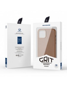 Dux Ducis Grit Läderfodral för iPhone 14 Elegant konstläderfodral (MagSafe-kompatibel) Brun