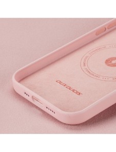 Dux Ducis Grit Läderfodral för iPhone 14 Elegant konstläderfodral (MagSafe-kompatibelt) Rosa
