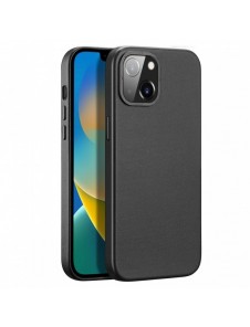 Dux Ducis Grit Läderfodral för iPhone 14 Plus Elegant konstläderfodral (MagSafe-kompatibelt) Svart