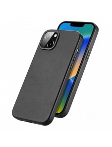 Dux Ducis Grit Läderfodral för iPhone 14 Plus Elegant konstläderfodral (MagSafe-kompatibelt) Svart