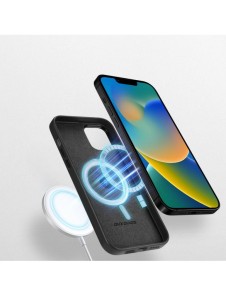 Dux Ducis Grit Läderfodral för iPhone 14 Plus Elegant konstläderfodral (MagSafe-kompatibelt) Svart