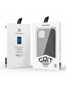 Dux Ducis Grit Läderfodral för iPhone 14 Plus Elegant konstläderfodral (MagSafe-kompatibelt) Svart