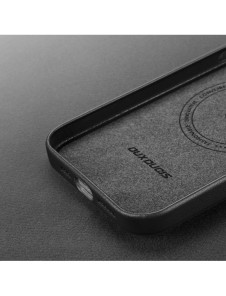 Dux Ducis Grit Läderfodral för iPhone 14 Plus Elegant konstläderfodral (MagSafe-kompatibelt) Svart