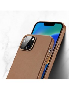 Dux Ducis Grit Läderfodral för iPhone 14 Plus Elegant konstläderfodral (MagSafe-kompatibel) Brun