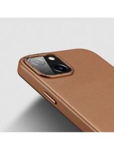 Dux Ducis Grit Läderfodral för iPhone 14 Plus Elegant konstläderfodral (MagSafe-kompatibel) Brun
